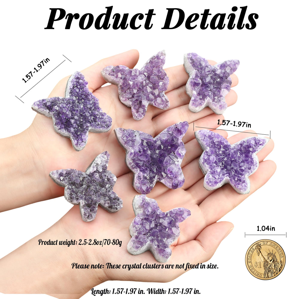ZHIYUXI Butterfly Gifts Rock Geode Crystal Butterfly Cluster Amethyst Healing Crystals Gemstones Protection Crystals Butterfly Gifts for Women Raw Stone Decor Energy Balance Reiki Room Decor