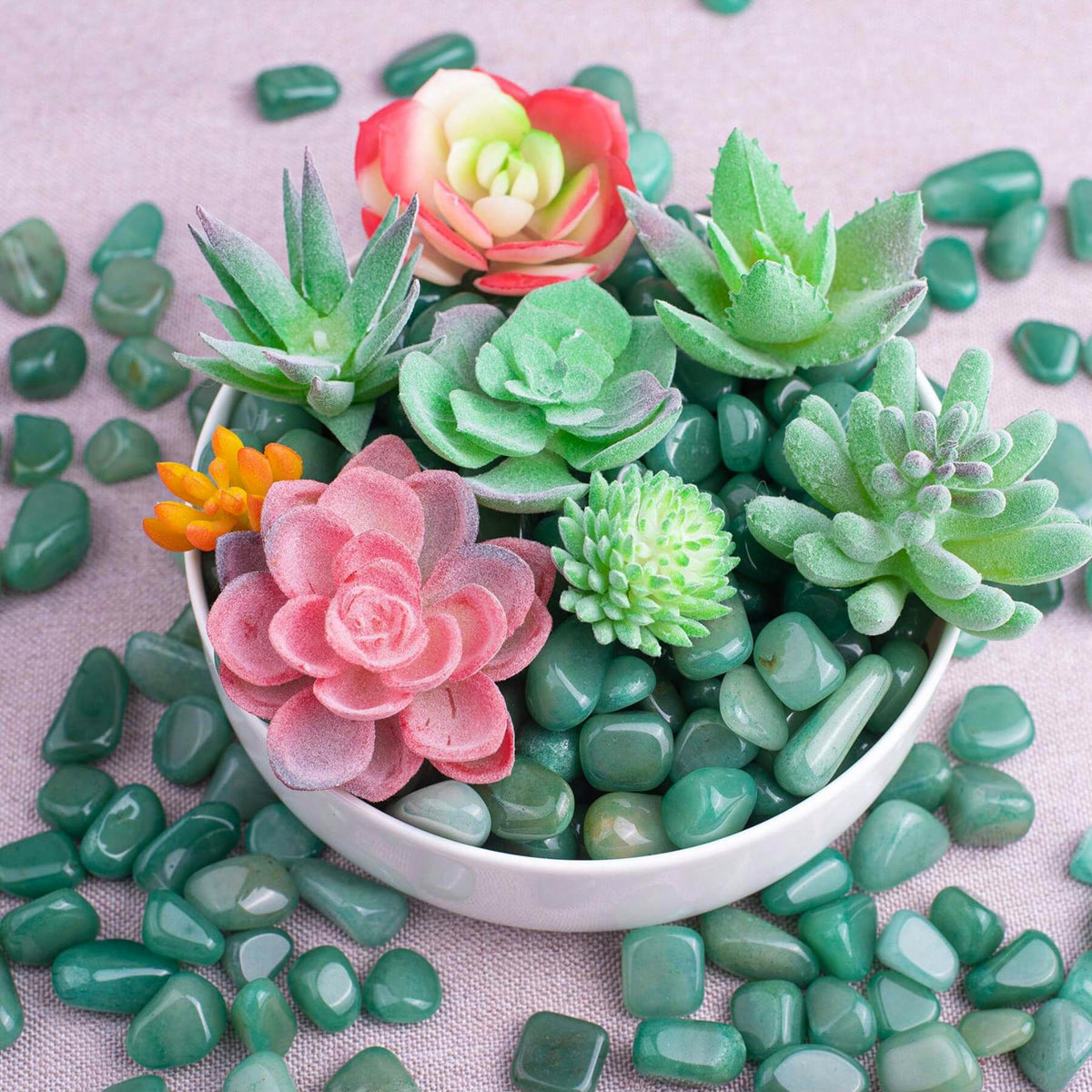SigMntun Polished Aventurine Crystal Set, 0.4", 128 Pcs - Handpicked Tumbled Stones and Crystals Bulk for Healing, Reiki, Meditation, Witchcraft and Home Decor