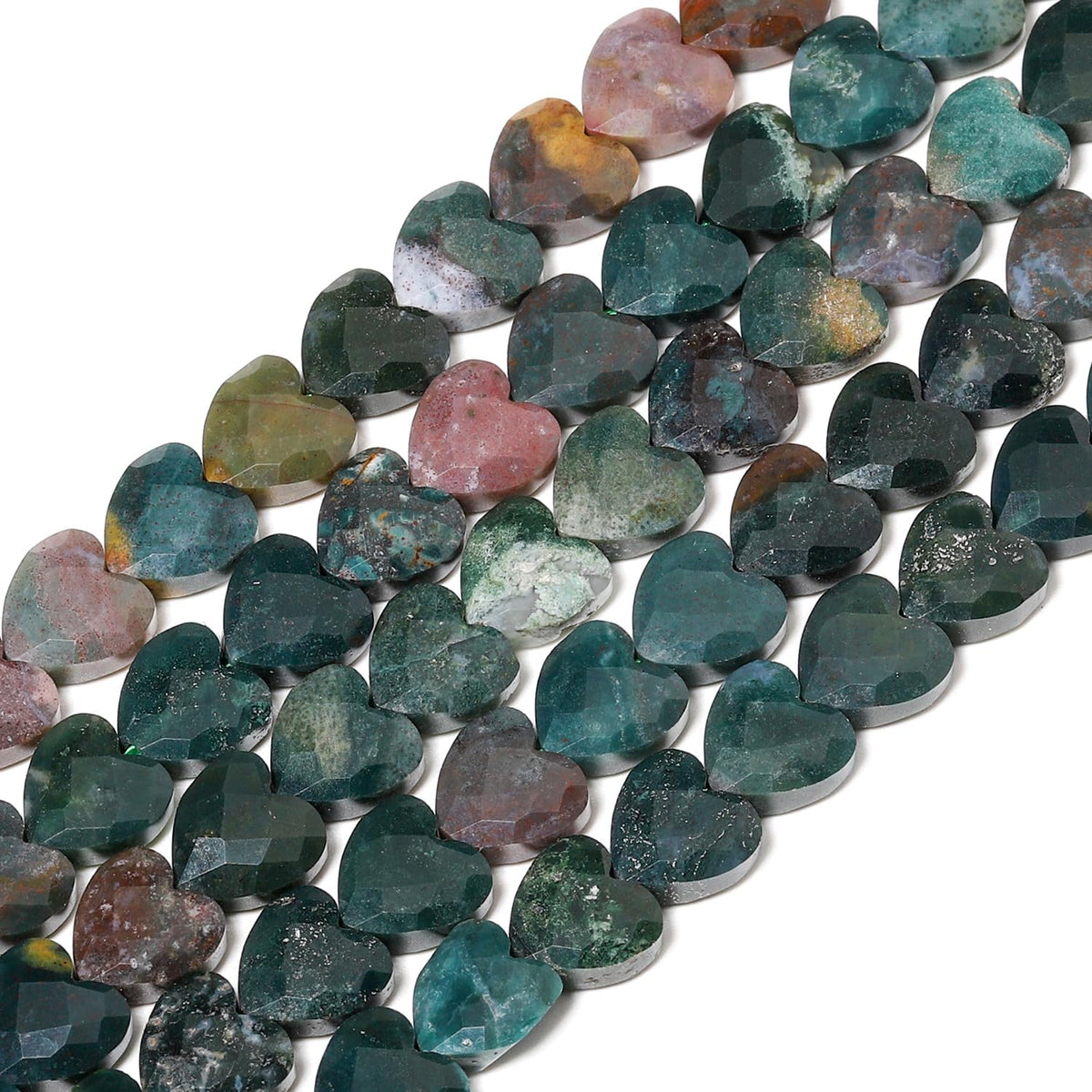 Nitopupu 22pcs Faceted Heart Stone Beads Natural Indian Agate Bead 8mm Crystals and Healing Stones for Jewelry Making Supplies, Friendship Bracelet Kit, Love Gifts