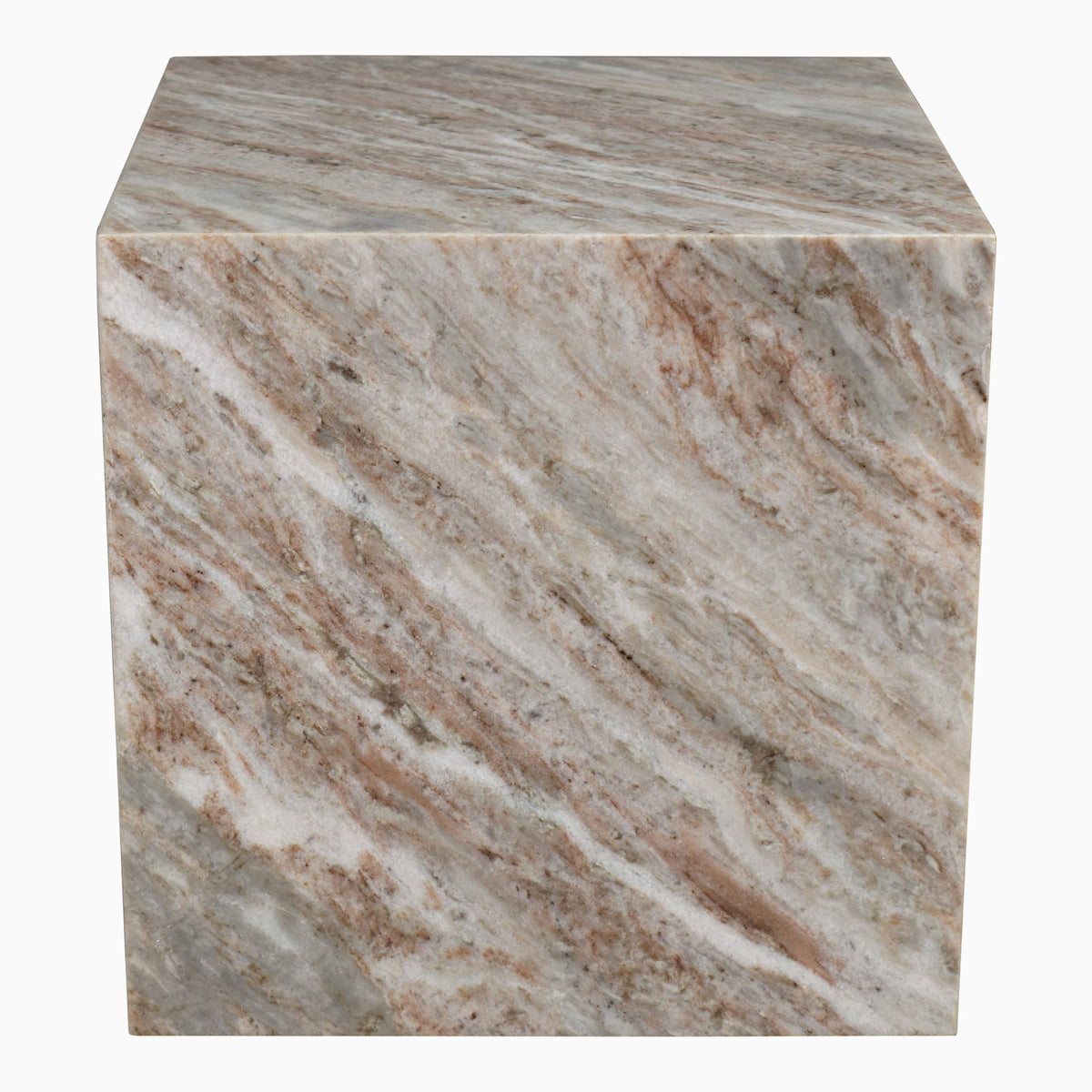 JONATHAN Y Felix 15" Solid Marble Cube End Table, Natural Stone Square Block Side Table for Living Room, Modern Glossy Pedestal Accent Table, Fully Assembled MTB1101A
