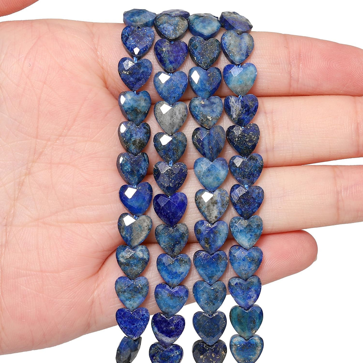Nitopupu 22pcs Faceted Heart Stone Beads Natural Lapis Lazuli Bead 8mm Crystals and Healing Stones for Jewelry Making Supplies,Friendship Bracelet Kit,Love Gifts