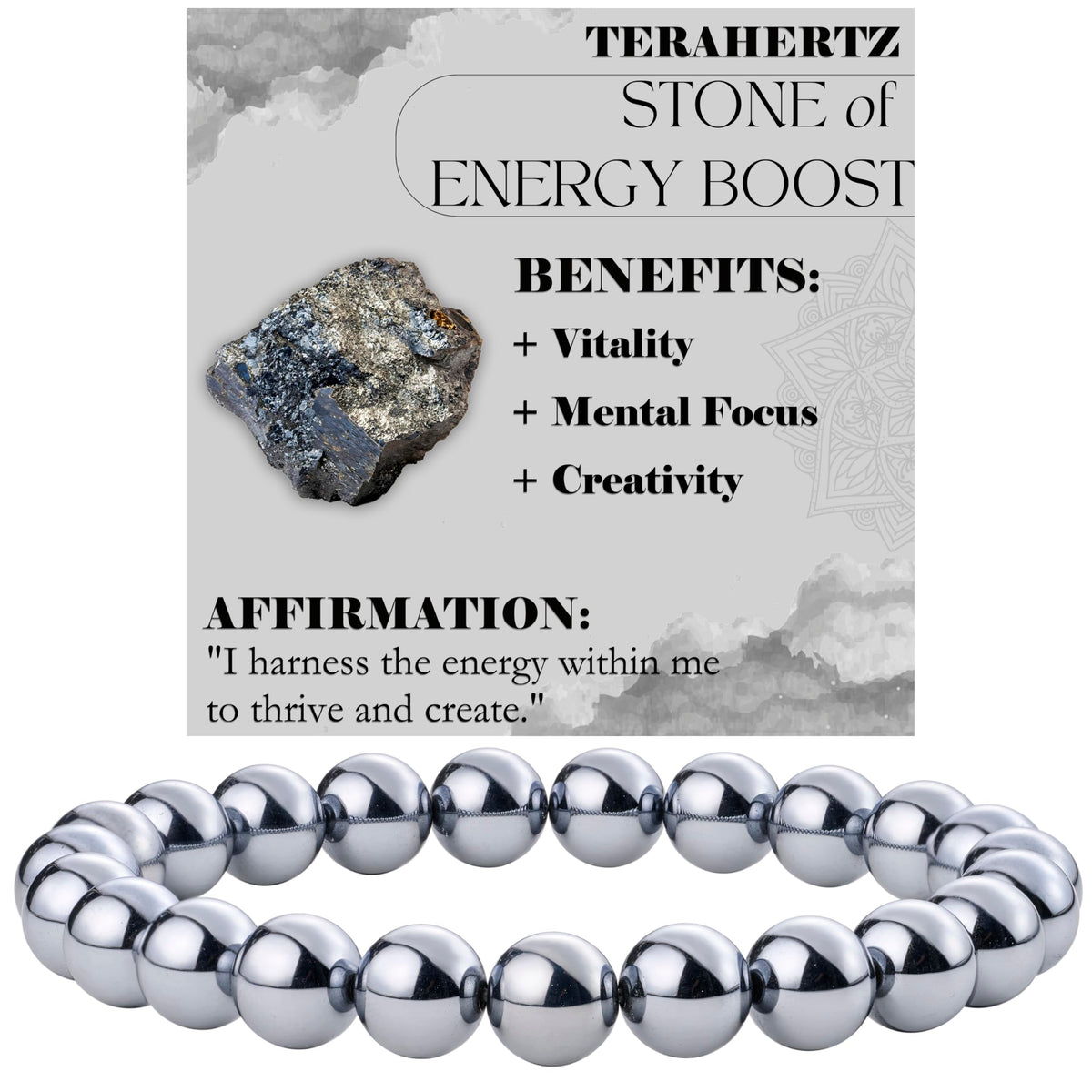 Terahertz - Energy Boost - 8mm Beaded Bracelets for Women Handmade Semi Precious Natural Stone Stretch Elastic Jewelry Yoga Protection Gifts