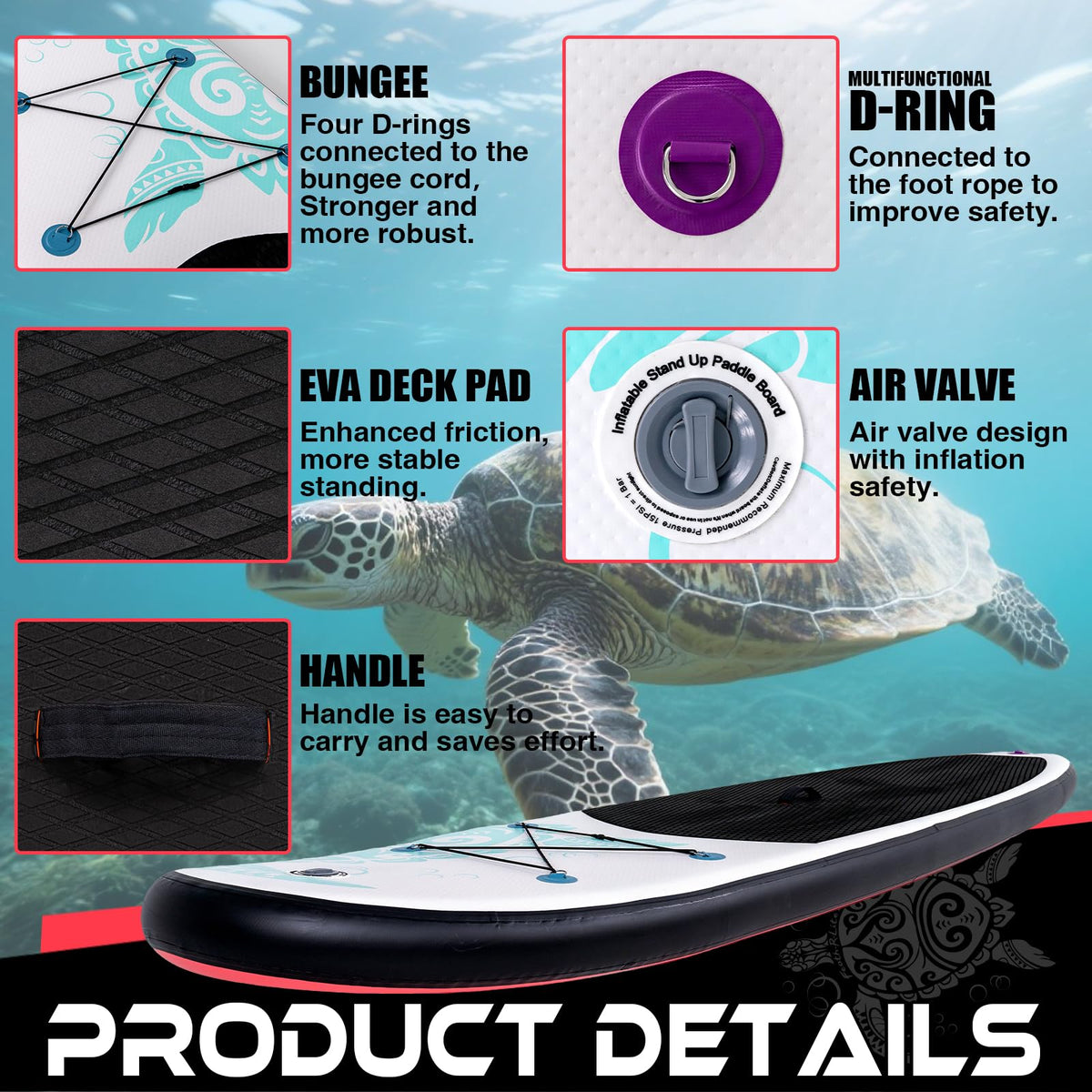 FunWater Inflatable Stand Up Paddle Board with Premium SUP Paddleboard Accessories, Anti-Slip EVA Deck, Paddle Boards for Adults & Youth of All Skill Levels