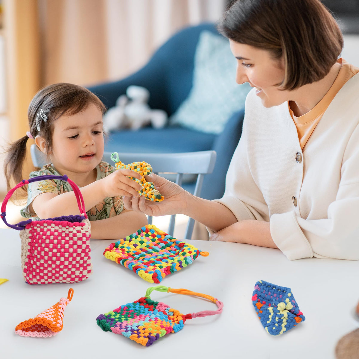 1200 PCS Weaving Loom Loops Potholder 7 inch Durable Nylon DIY Crafts Projects for Kids Adults Rainbow Themed Potholder Weaving Loops Kit Elastic Ideal Gifts for Girls Ages DIY Crafts Supplies