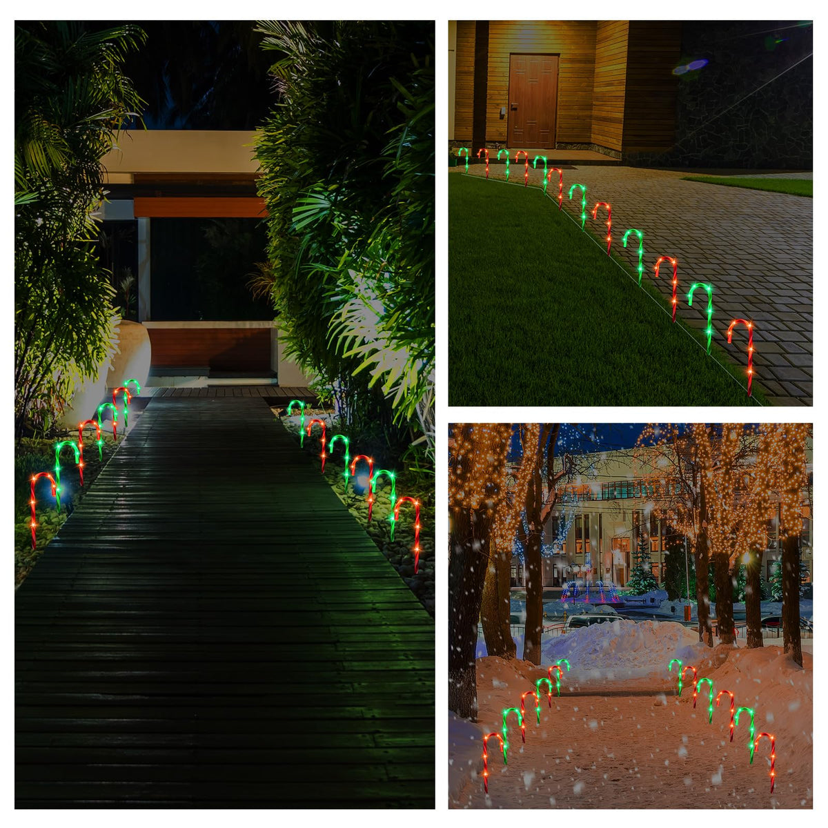 VIHOSE 12 Pcs 17 Inch Christmas Candy Cane Lights with Stakes Waterproof Pathway Markers Candy Cane Christmas Decorations for Xmas Holiday Garden Patio Lawn Yard Landscape Path Outdoor Decor