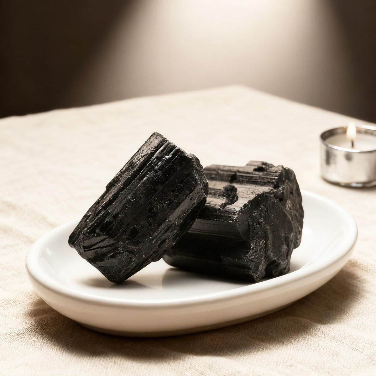 Black Tourmaline Raw Healing Crystals, 1.8"-2.2" Large Size Raw Stones, Natural Black Tourmaline Crystal with Velvet Pouch for Home Decor, Tray, Collection