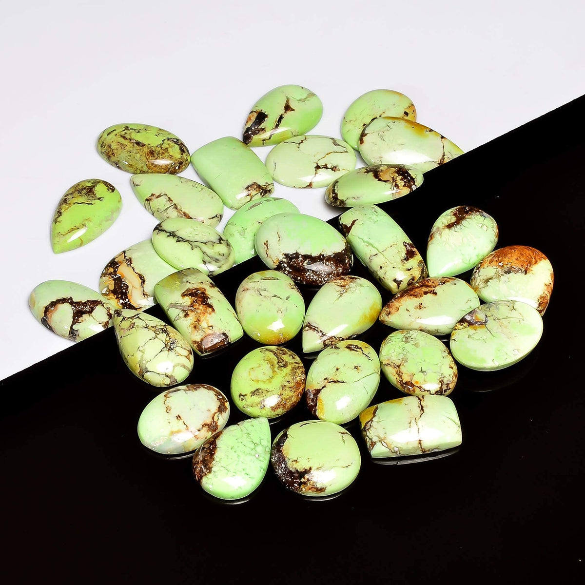 Gemkora™ 2 to 3 pcs Natural Lemon Chrysoprase Gemstone Wholesale Cabochons Lot, Jewelry Making Loose Gemstone, Polished Home Decor Specimen, DIY, Wire Wrapping, Healing Crystals, Bulk Gemstone Deal