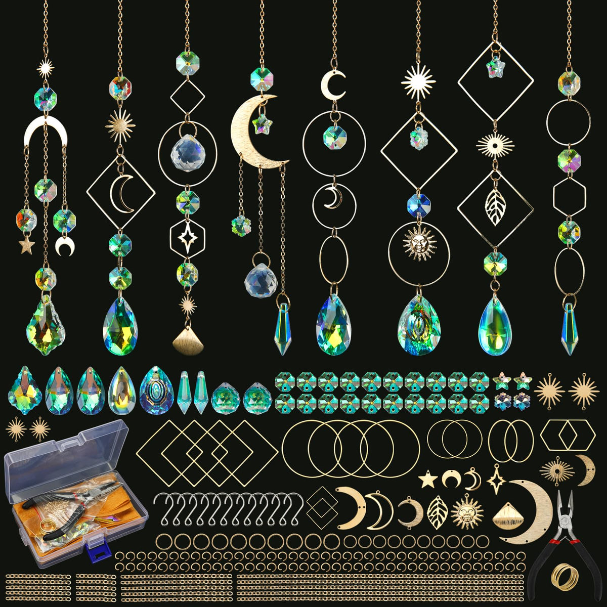 Sun Catcher Kits for Adults, 228pcs DIY Suncatcher Making Supplies Arts and Crafts for Girls Women Hanging Ornaments for Indoor Windows Prism with Crystal Balls Gift for Birthday Mother's Day