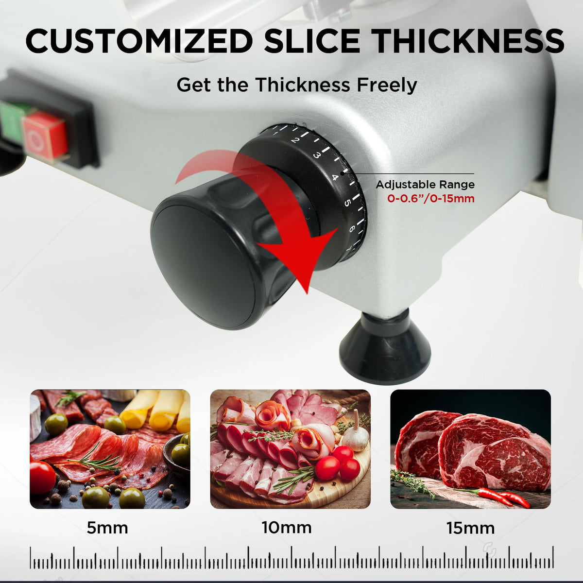 Paladin Equipment 10" Commercial Meat Slicer, Electric Deli Slicer with Stainless Steel Blade, Adjustable Thickness and Built-in Sharpener, Food Slicer for Meat, Bread and Cheese, Simple to Clean