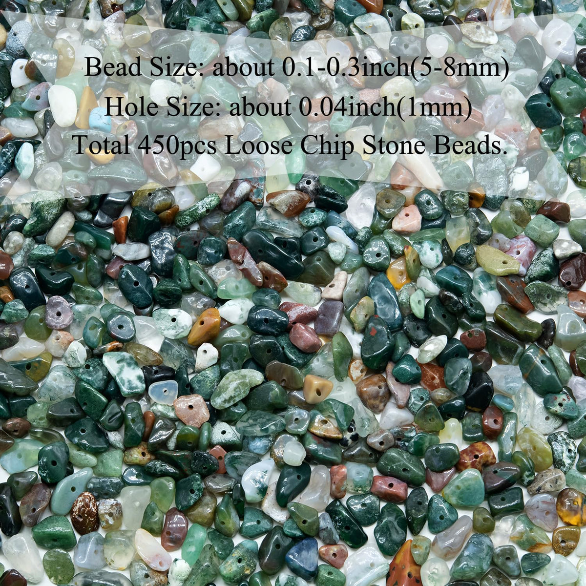 Natural Chip Stone Beads 450pcs Indian Agate Chips 5-8mm Genuine Real Irregular Healing Crystal Rocks Hole Drilled DIY Loose Gemstone Beads for Jewelry Making Bracelet Earrings Necklace Crafting