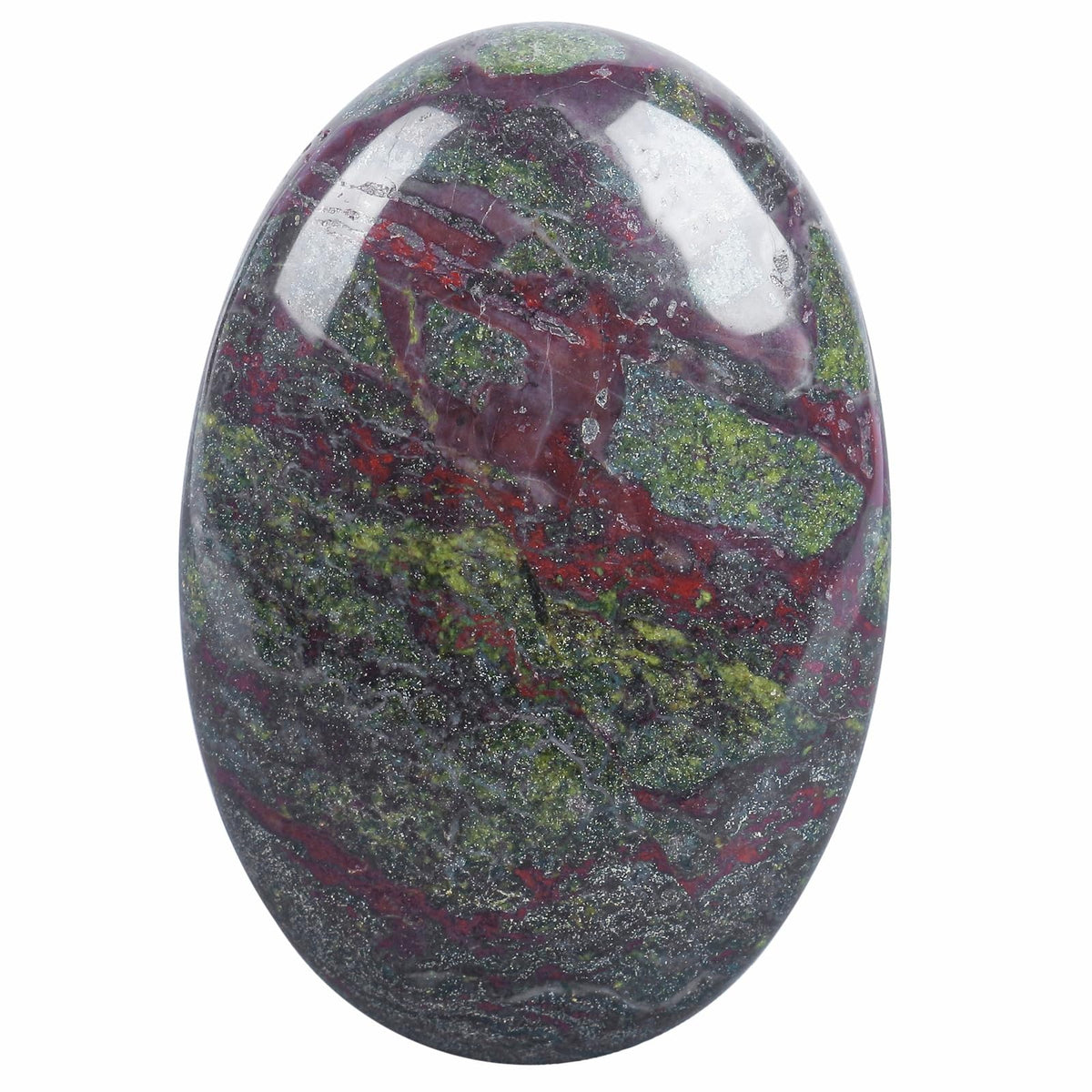 Loveliome Natural Dragon Bloodstone Oval Polished Worry Stones, Healing Crystal Indoor Fountain Stones Massage Energy Anxiety Relief Items
