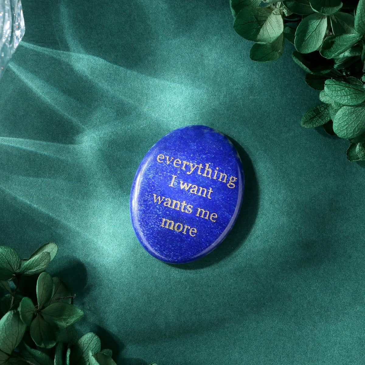 DUQGUHO Lapis Lazuli Crsytal Encouragement Gifts for Women Everything I Want Wants Me More Inspirational Positive Anxiety Relief Items Pocket Hug Stones Emotional Calming Sobriety Gifts for Women Men