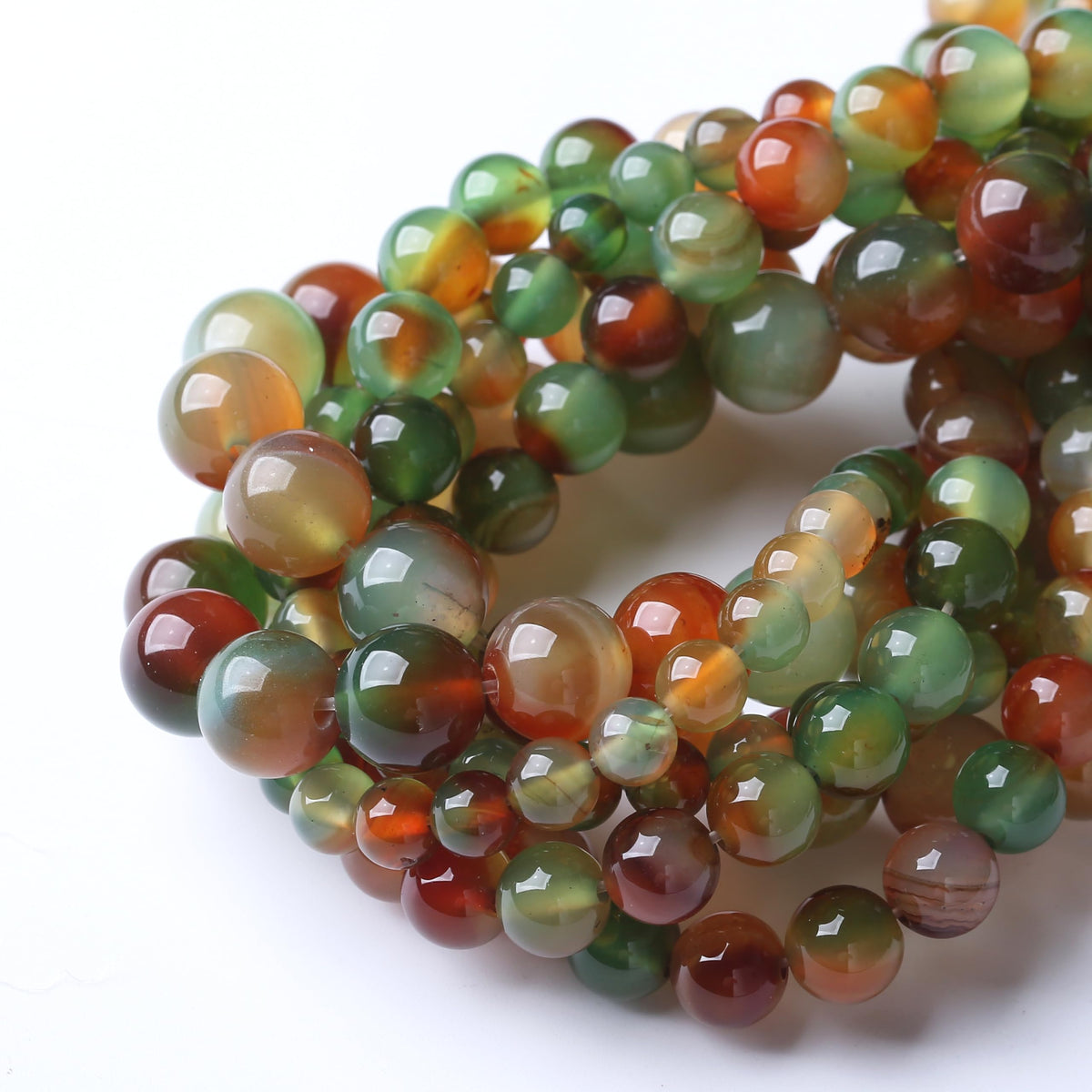 Natural Peacock Agate Stone Gemstone Round Crystal Energy Jade Beads for Jewelry Making DIY Bracelet Necklace - 1 Strand 15.5inch 35PCS 10MM