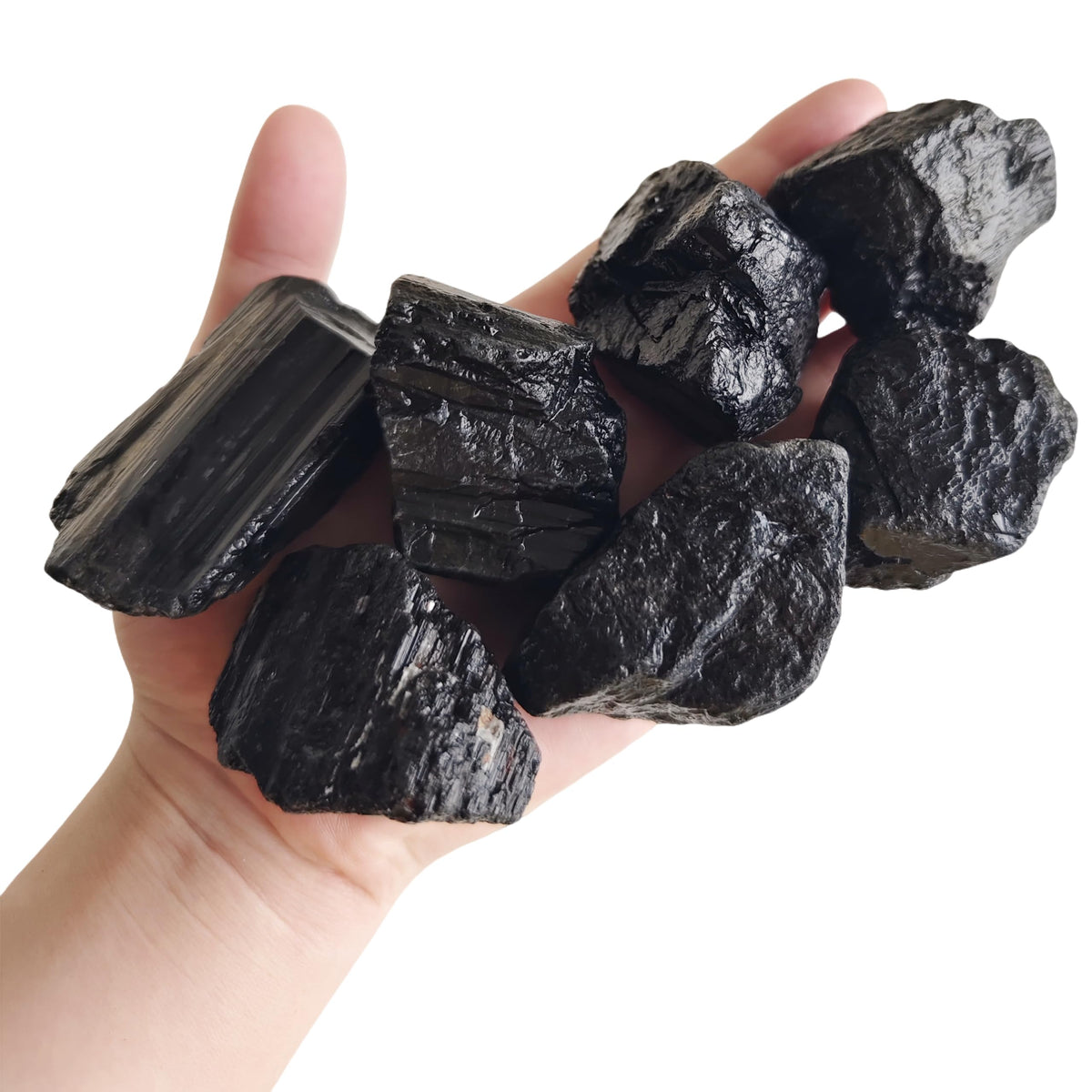 Luckeeper 0.5 lb Black Tourmaline Bulk Raw Crystals and Healing Stones for Tumbling, Wire Wrapping, Wicca Reiki,Meditation