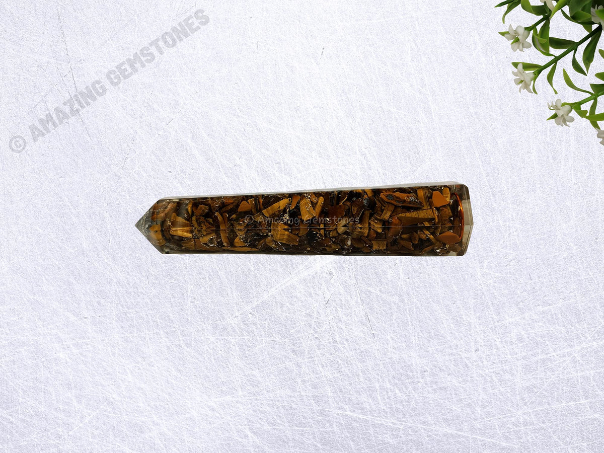 Amazing Gemstone Tigers Eye Crystal Orgone Towers ~ Natural Healing Crystal Point Obelisk for Reiki Healing and Crystal Grid (4.5 to 5 Inch, Pack of 1)