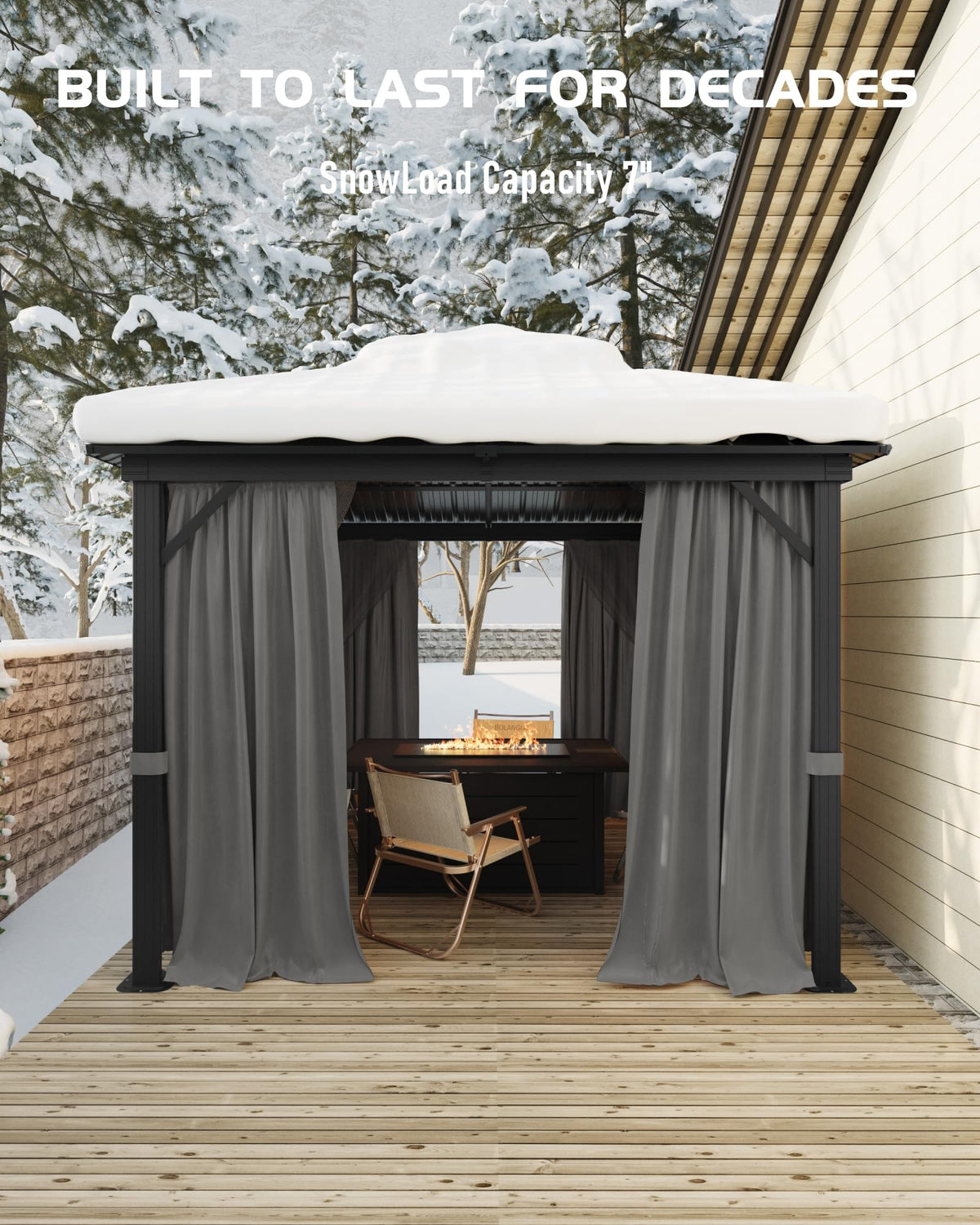 Outdoor Gazebo 12x12 Hardtop, Aluminum Frame Permanent Pavilion with Double Roof, Mosquito Netting & Privacy Curtains for Patio, Garden, Deck, Lawn and Backyard Parties