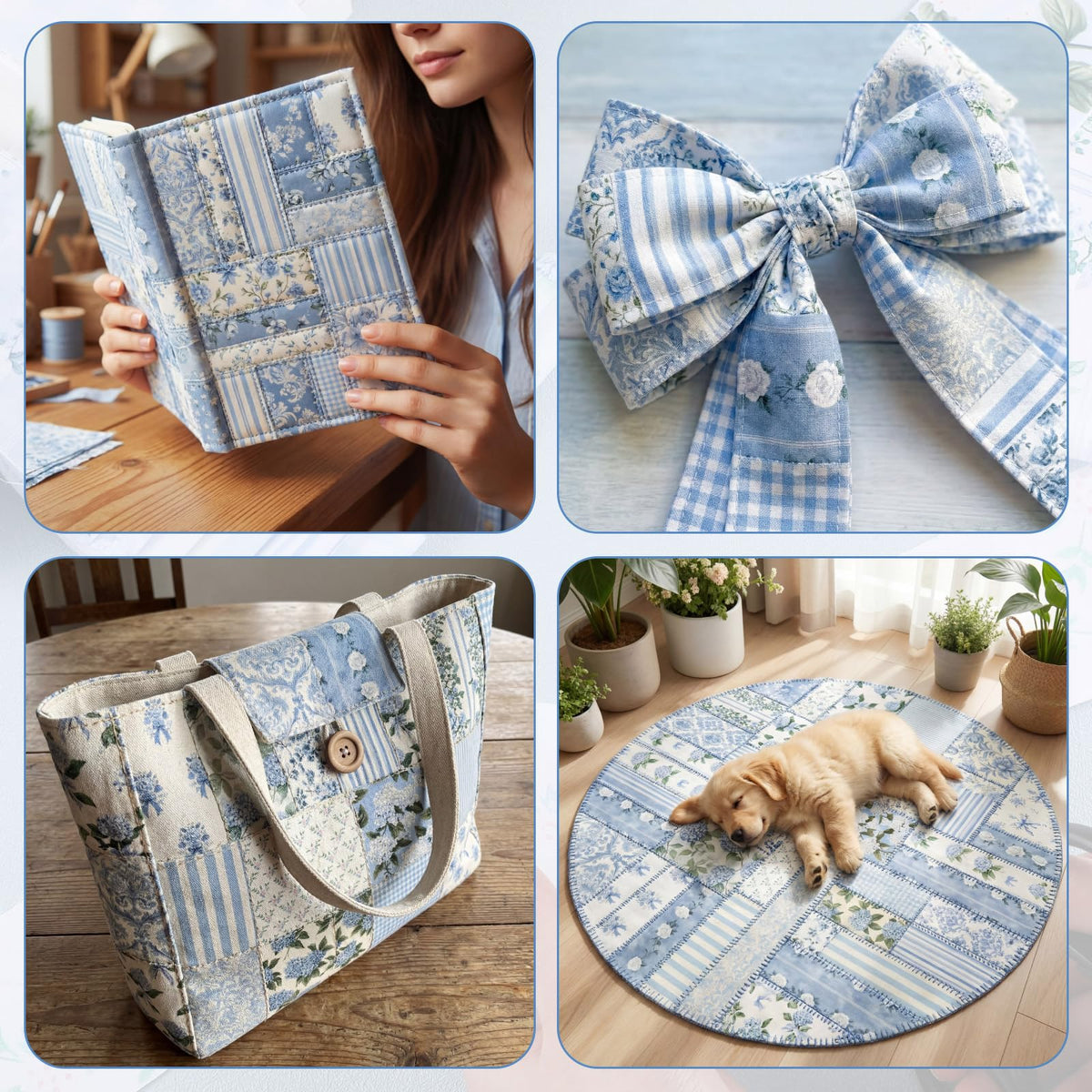 Remagr 100 Pcs Blue Floral Fabric Strips for Quilting Roll 20 x 2.5 Inch Cotton Spring Florals Fabric Bundles Flower Quilting Precut Patchwork Roll for Quilters Sewing Cloth Quilt DIY Crafts Supplies