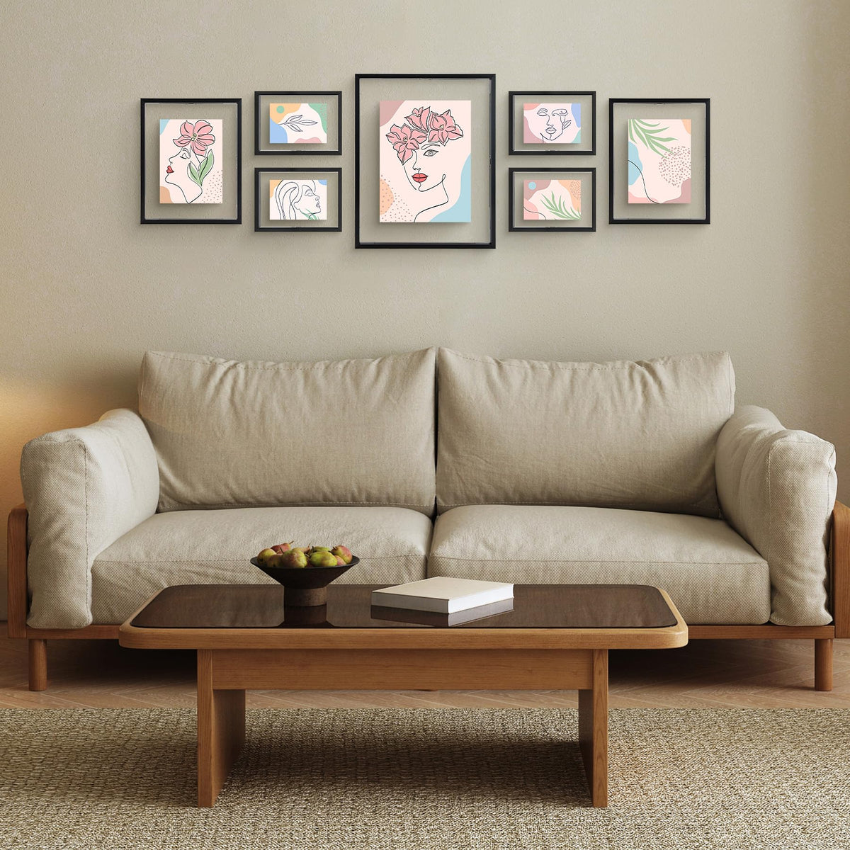 Frametory, Floating Picture Frames Set - Black Metal Photo Frames - Real Glass - Displays One 11x14, Two 8x10, And Four 5x7 Inch Photos for Home Decoration
