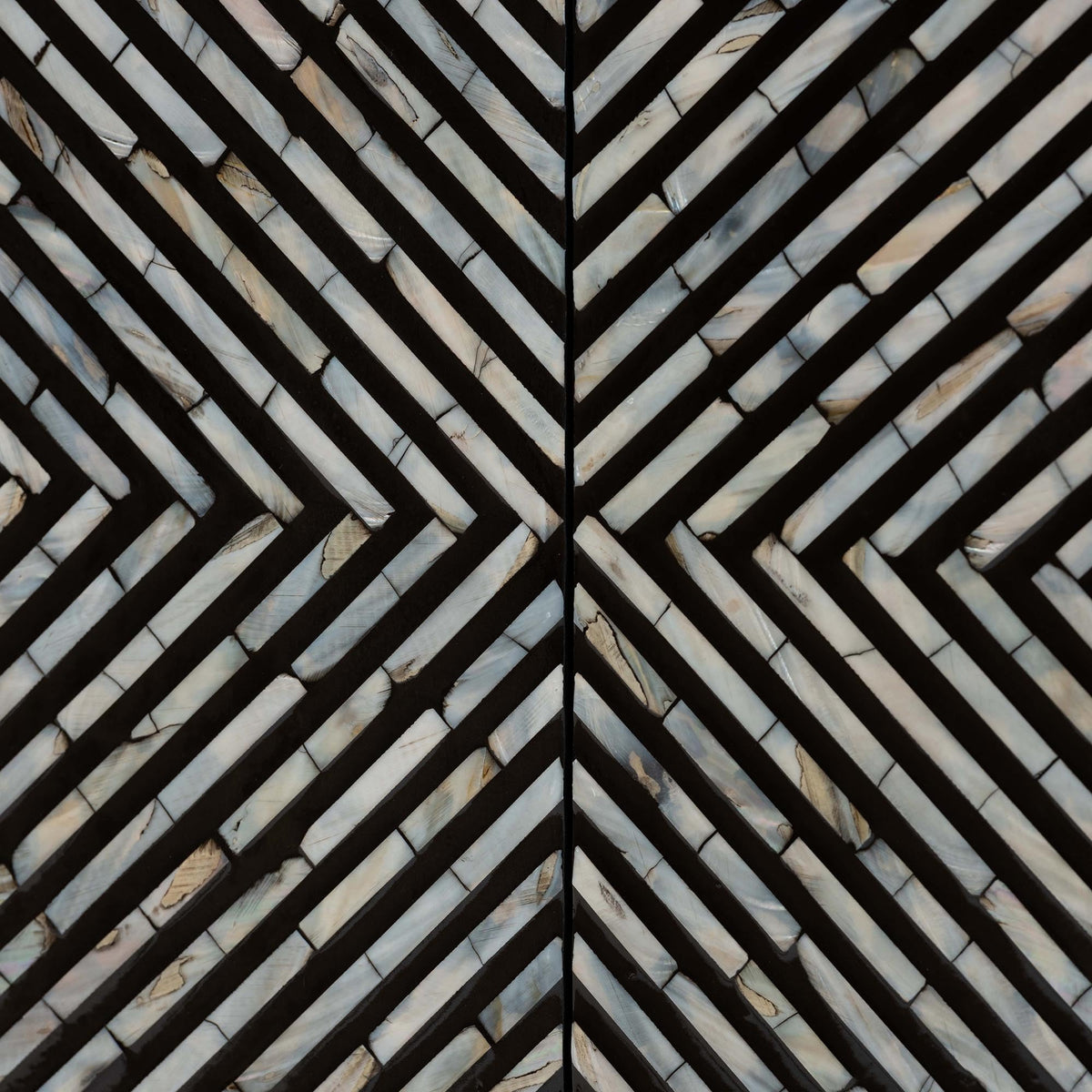 Baxton Studio Belenus Modern Bohemian Herringbone Black Mother of Pearl Storage Cabinet