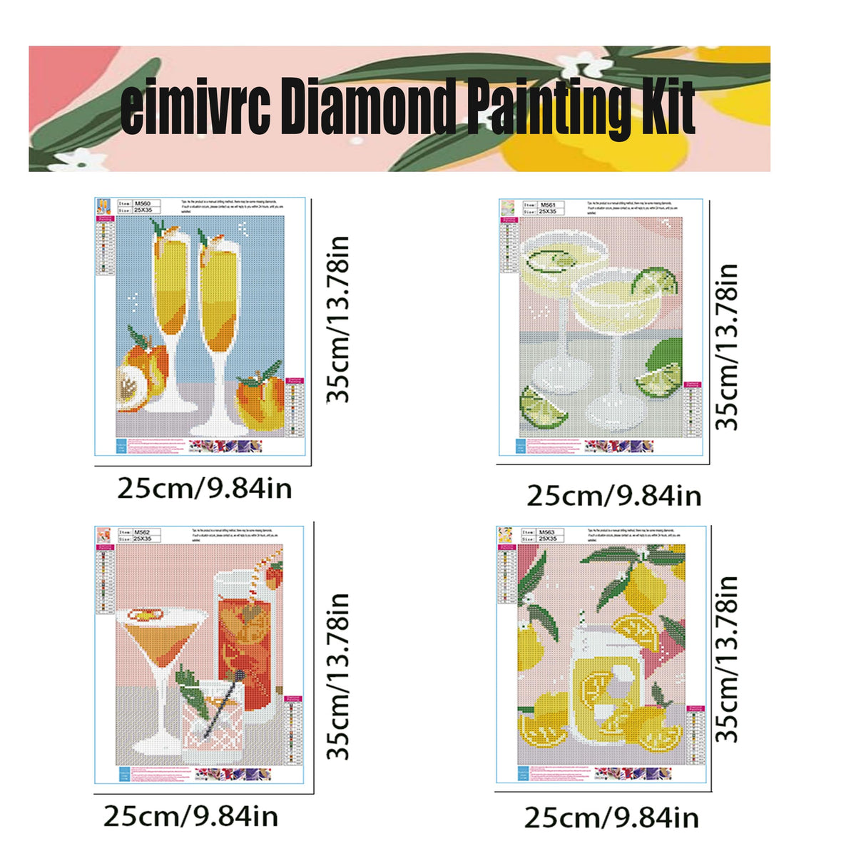 eimivrc 4 Pcs Diamond Painting Kits for Adults-Diamond Art Kits for Adults,DIY Painting for Adult Full Drill Diamond Painting Kits for Home Wall Decor(10x13.8 inch)