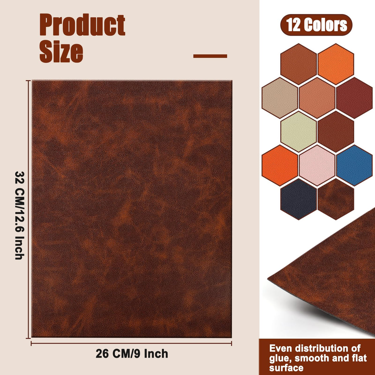 12-Pack Laserable Leatherette Sheets 12.6 x 9 Inch-Leather Patches for Hats with Heat Press/Transfer Adhesive, Laser Engraving Leather for Caps/Jackets/Backpacks (12 Colors)