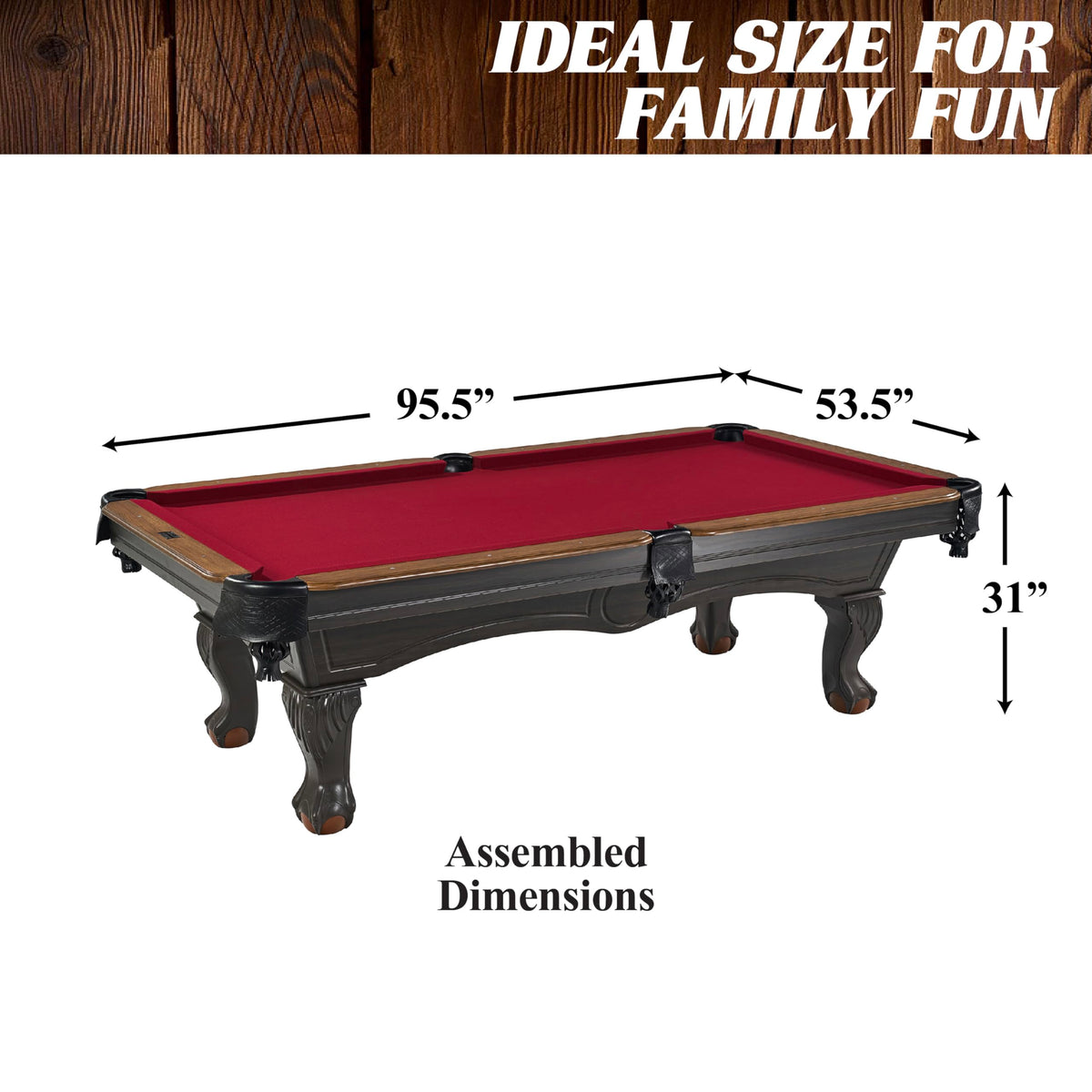Barrington Billiards 8 ft Arlington Pool Table with Billiard Ball and Cue Stick Set