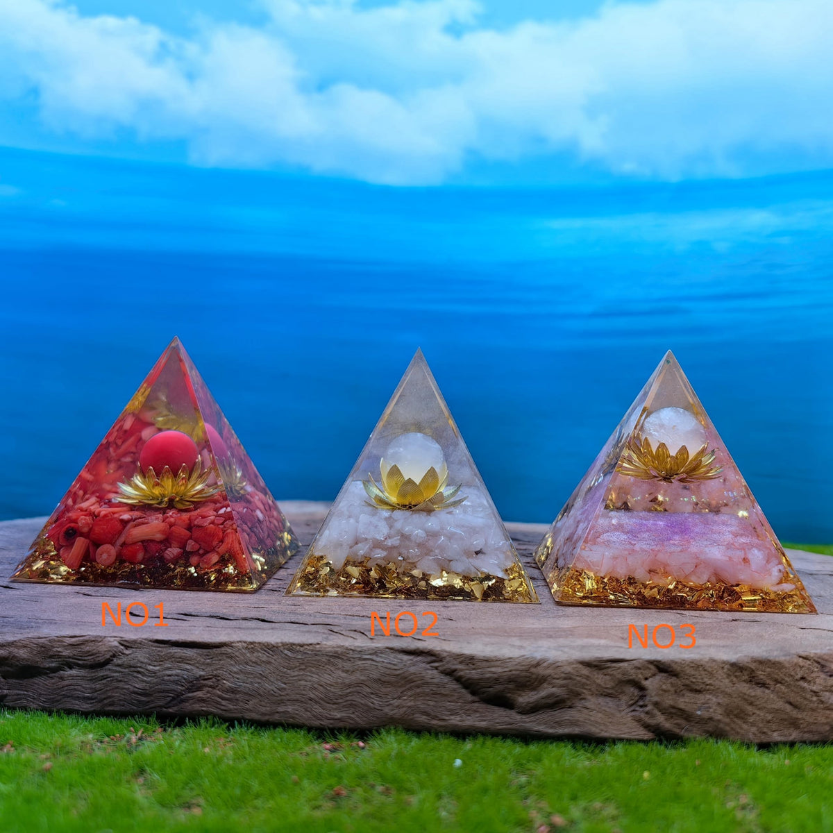 Healing Crystals Orgone Pyramid for Positive Energy, Stress Reduction, and Attracting Wealth and Luck Reduce Stress and Promote Healing with this Crystal Pyramid Home Decor (NO4,6cm)