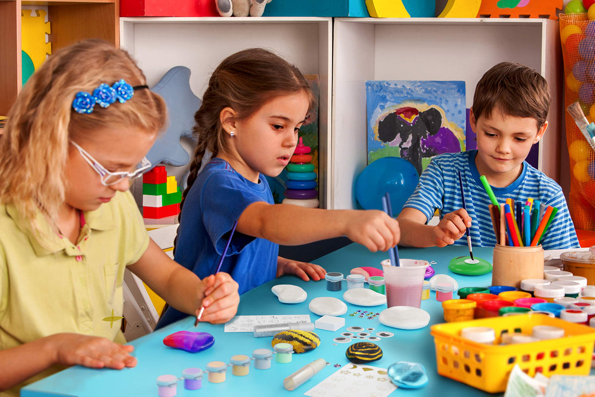 Dan&Darci Rock Painting Kit for Kids - Arts and Crafts for Girls & Boys Ages 6-12 - Craft Kits Art Set - Supplies for Rocks Paint - Best Tween Gift Ideas for Kid Activities Age 6 7 8 9 10 11