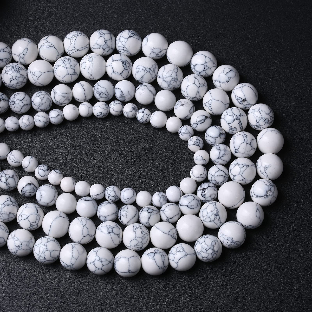 38pcs 10mm Natural Stone Beads White Turquoise Gemstone Round Loose Beads for Jewelry Making Crystal Energy Stone Healing Power DIY Bracelets (10mm, White Turquoise)