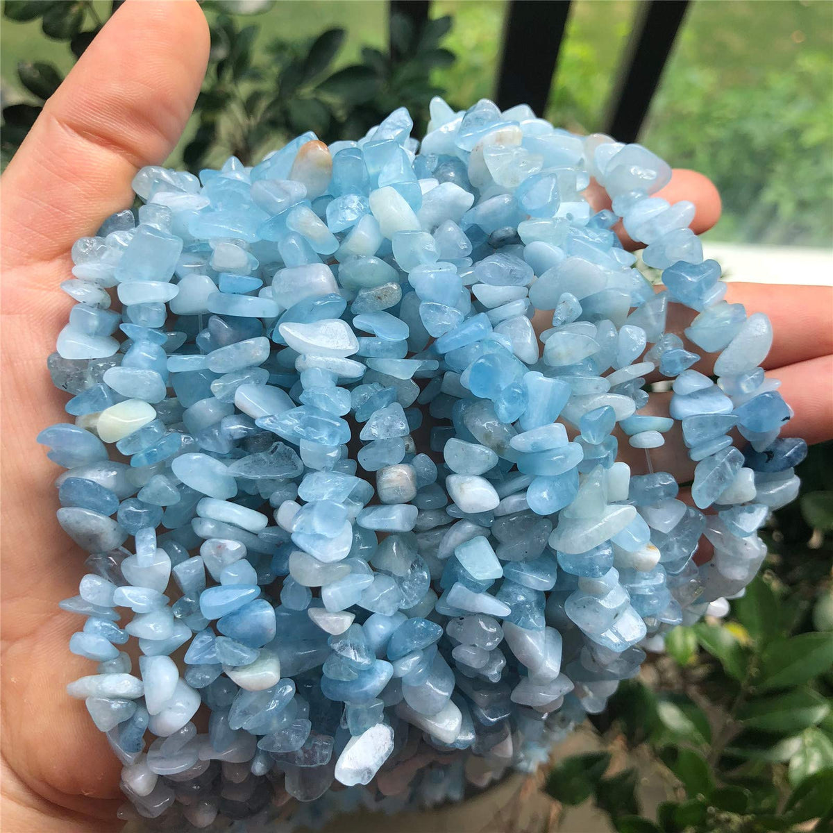 Fekuar 64" Irregular Tumbled Citrine & Aquamarine Chip Beads for Jewelry Making, Healing Crystal Drilled Loose Bead Strand DIY Craft Supplies, 5-8mm