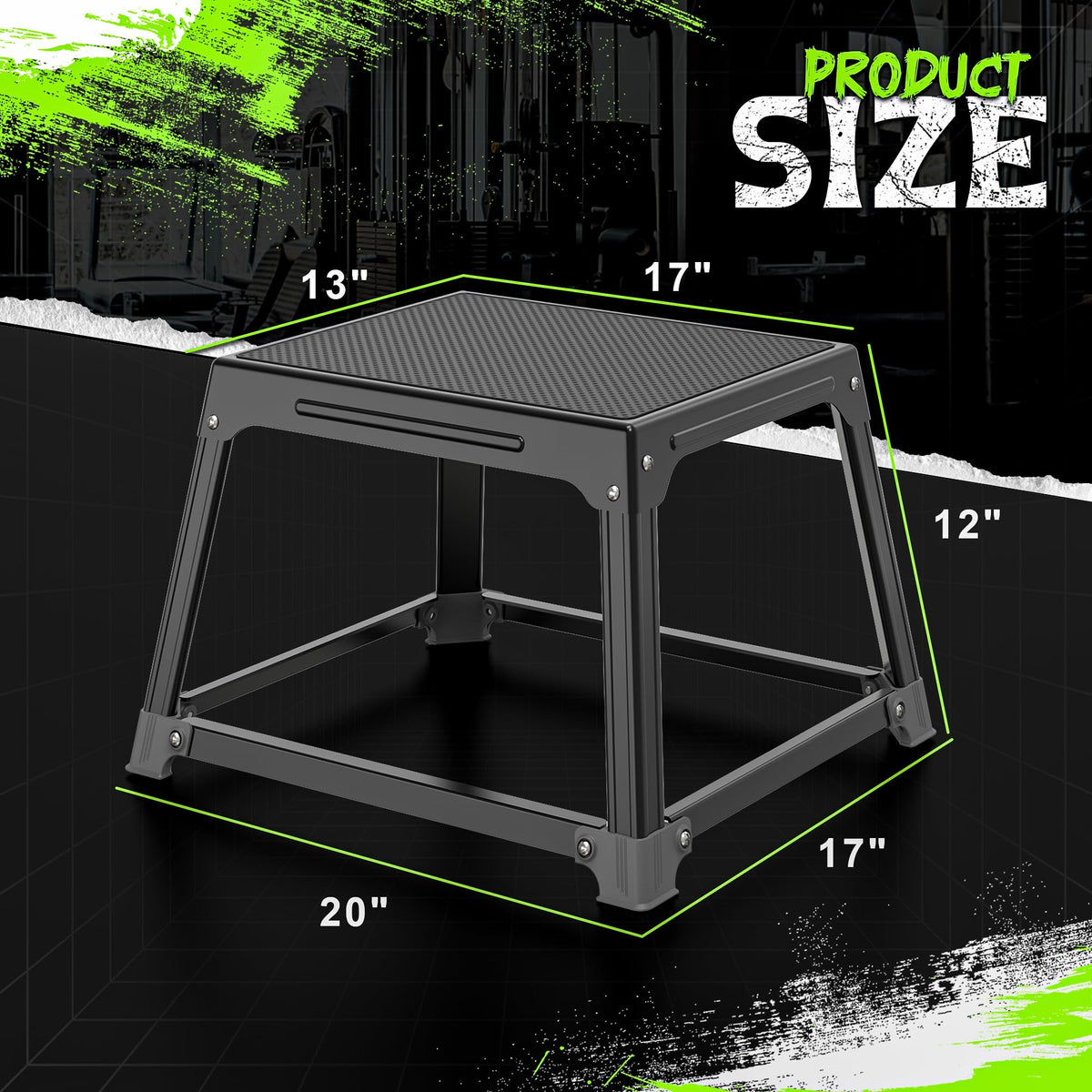Metal Plyometric Jumping Box 12 Inch with 17 * 13 Inch Surface Steel Plyo Box Home Gym Jump Trainer for Fitness Exercise Agility Stamina Conditioning Strength Training