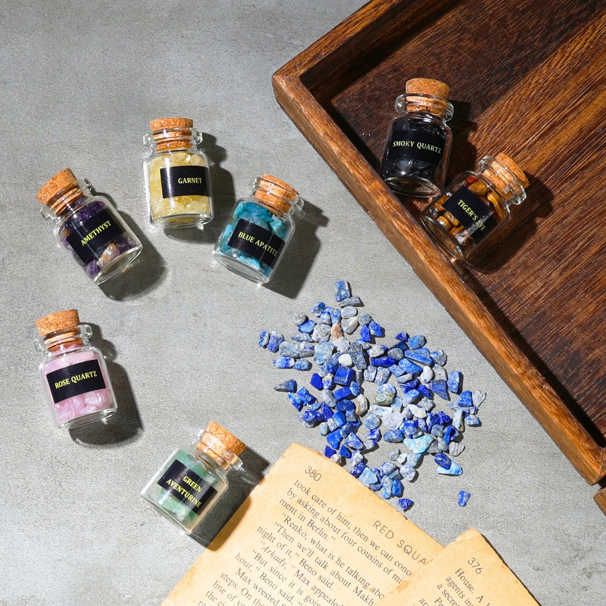 24 PCS Crystals and Healing Stones - Healing Crystal Chips for Witchcraft Supplies Witch Stuff Witch Gift for Beginners Reiki Crafts for Energy Balancing Meditation Therapy
