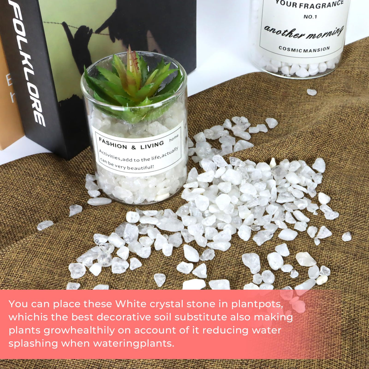 Twdrer 2lb/950g Small Natural White Clear Irregular Shaped Crystal Quartz Rock Tumbled Chips Crushed Stone Healing Reiki Crystal Gemstones for Garden Aquarium Vases Plants Decoration