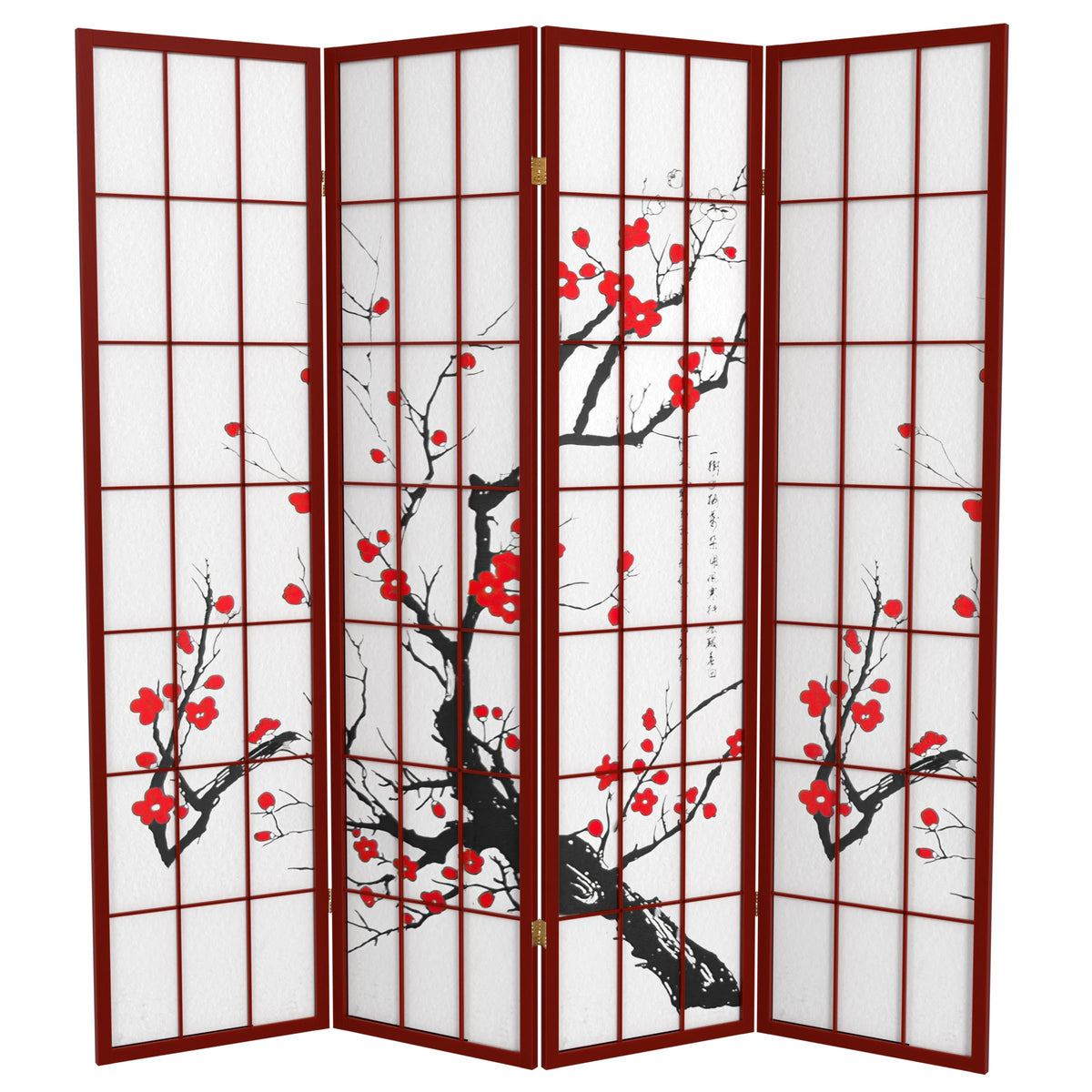Red Lantern 6 ft. Tall Flower Blossom Divider - Rosewood - 4 Panels