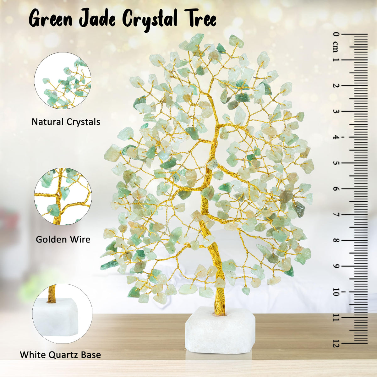 Crocon® Green Jade Crystals Tree of Life Rough Base, Birthday Gifts for Women, Home & Office Decor Money Tree Healing Crystals Women Gifts Ideas House Warming Gift Sister Unique Sage Green Decoration