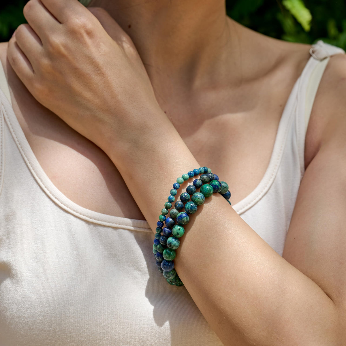 Chrysocolla-Gentle Expression-8mm Beaded Bracelets for Women Handmade Semi Precious Natural Stone Stretch Elastic Jewelry Yoga Protection Gifts