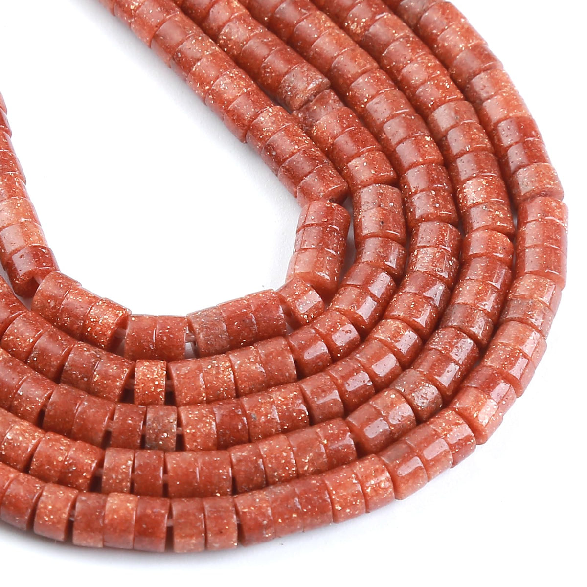 150pcs 2x4mm Natural Gold Sandstone Tube Shape Beads Loose Flat Round Cylinder Flat Spacer Green Stone Beads for Bracelet Earrings Jewelry Making