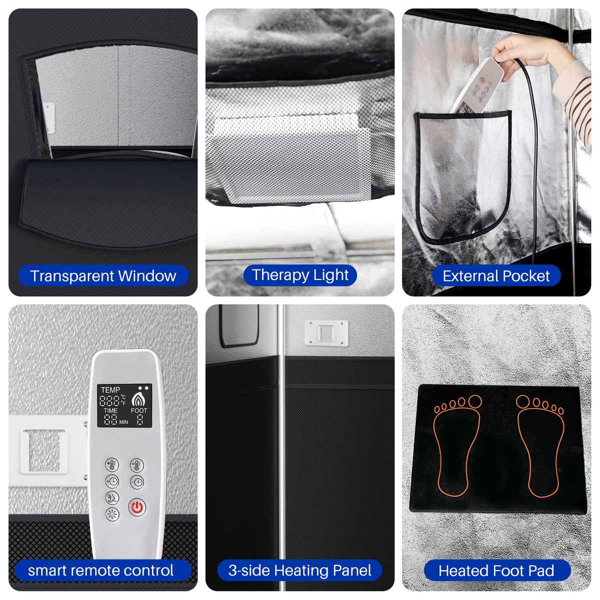 TOREAD Portable Infrared Sauna Room, Dry Sauna Tent for Detoxification and Relaxation with Red Light Therapy and Folding Chair, 9 Levels