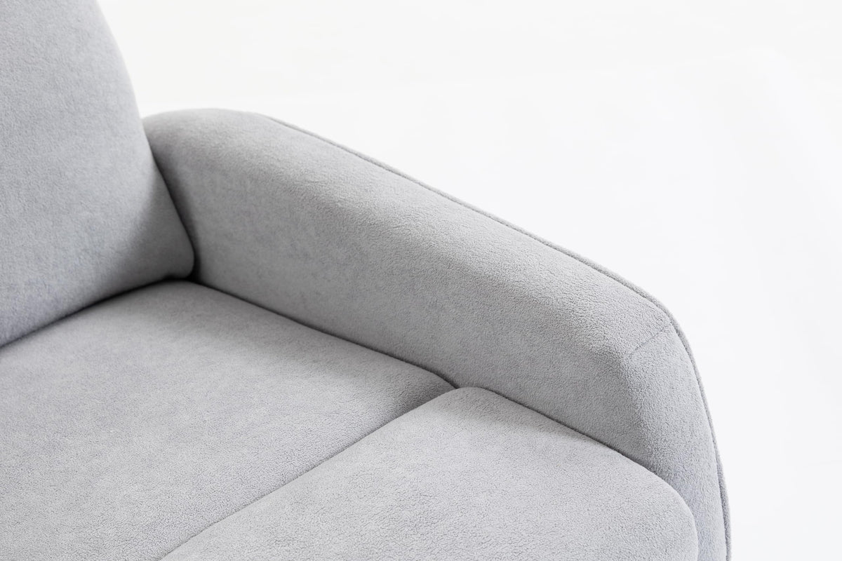 GDFStudio 360 Degree Swivel Accent Chair Manual Recliner Armchair Sofa Short Plush Upholstered Leisure Chair for Living Room Bedroom Office, Grey