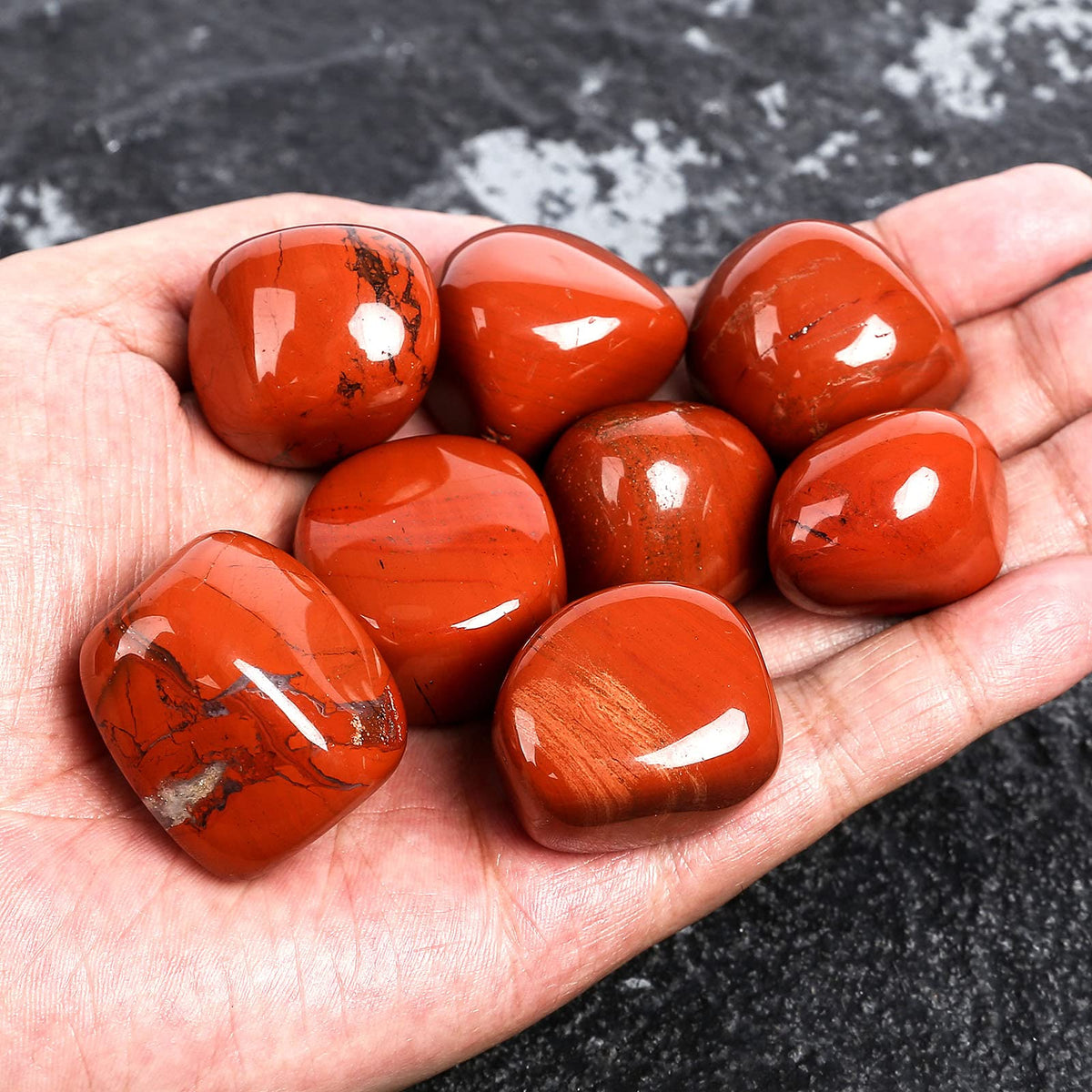 ZenQ 1/2 lb Tumbled Red Jasper Stones for Wicca, Reiki, and Energy Crystal Healing, Natural Red Jasper from South Africa