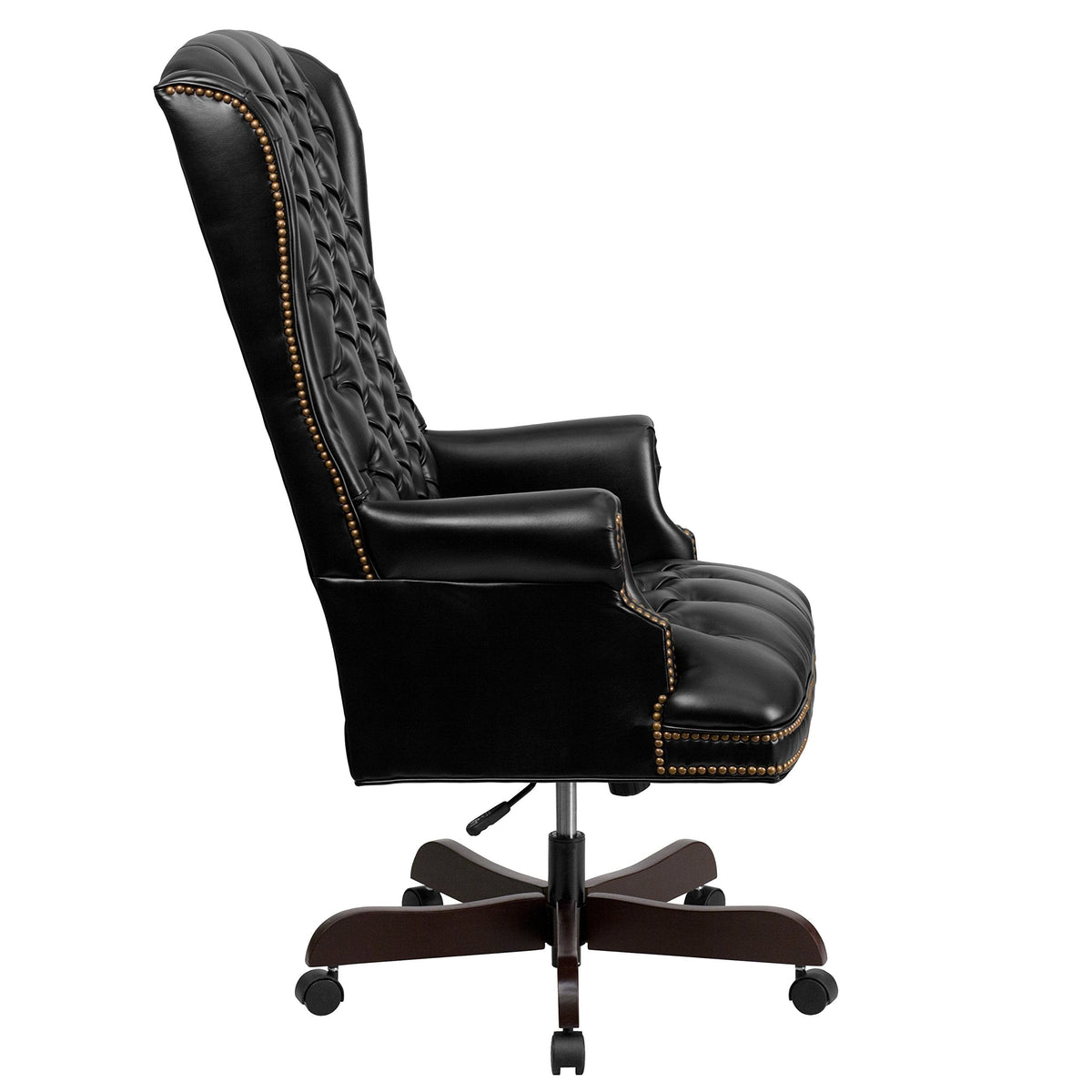 Flash Furniture High Back Traditional Fully Tufted Black LeatherSoft Executive Swivel Ergonomic Office Chair with Arms