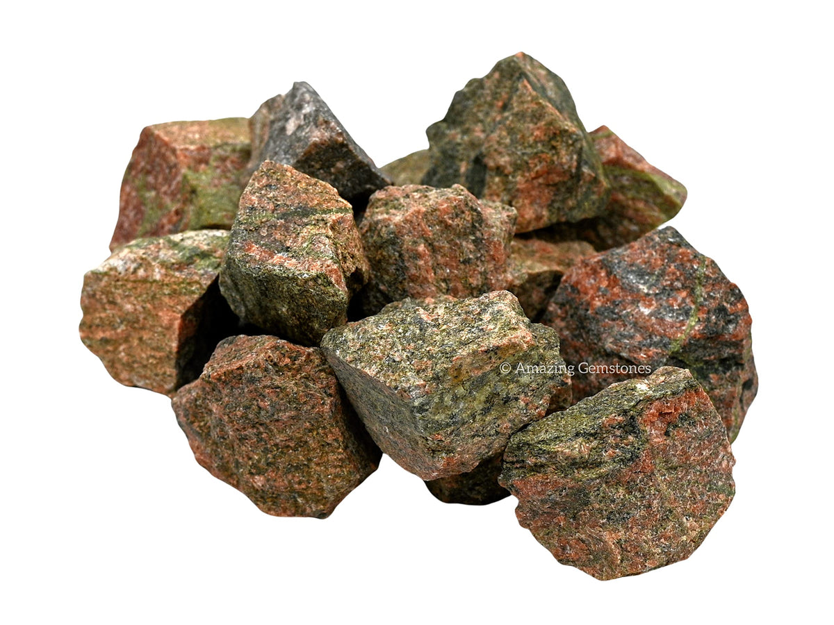 Amazing Gemstone Unakite Jasper Raw Crystals and Healing Stones, Natural Rocks for Tumbling and DIY Raw Stones and Crystals (1 lb)