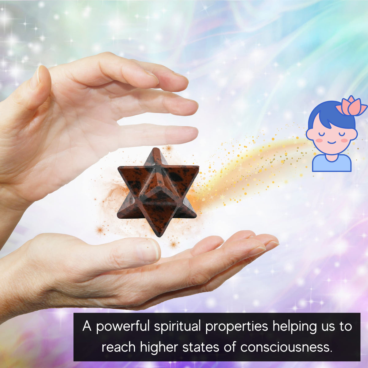 Amazing Gemstone Mahogany Obsidian Merkaba Crystal - 0.75 Inches Metaphysical Merkaba Star for Meditation - Energetic Tetrahedron Crystal and Healing Stones for Spiritual Growth and Healing (15-20mm)