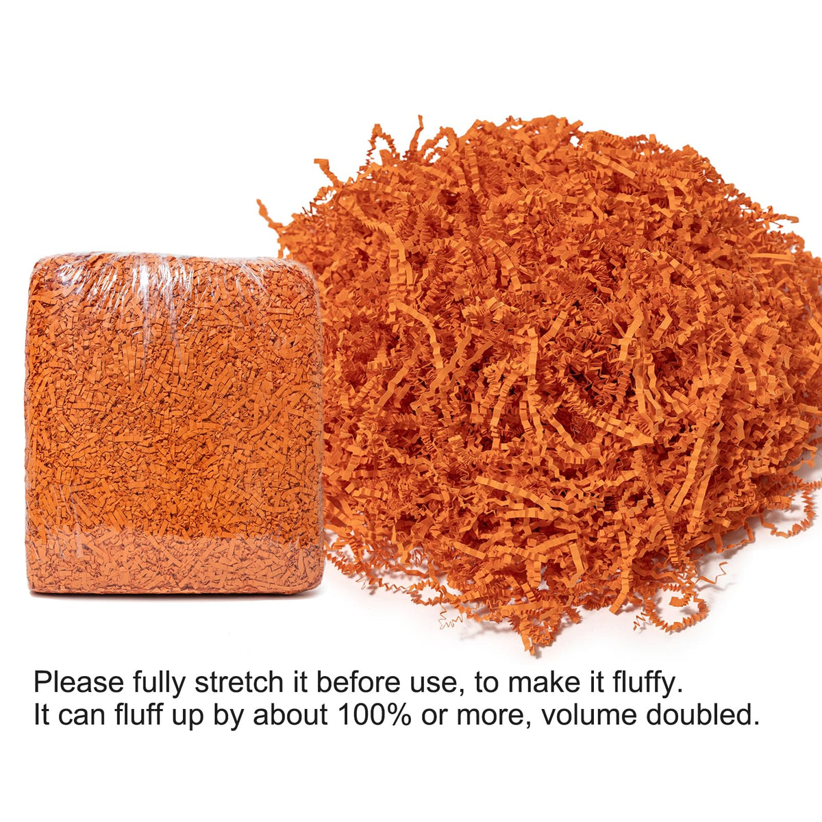 Mefleet 2 LB Crinkle Cut Paper Shred Filler Orange Crinkle Shredded Paper for Gift Box - Gift Basket Bag Filler - Grass Cushion Stuffing for Halloween Fall Christmas Holiday Packaging Wrapping