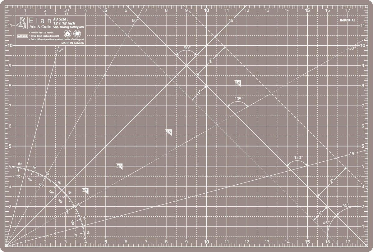 Elan Cutting Mat A3 Black & Taupe, Self Healing Cutting Mat 12x18 Inch, 5-Ply Craft Board Black, Hobby Board for Crafts 12x18 Inch