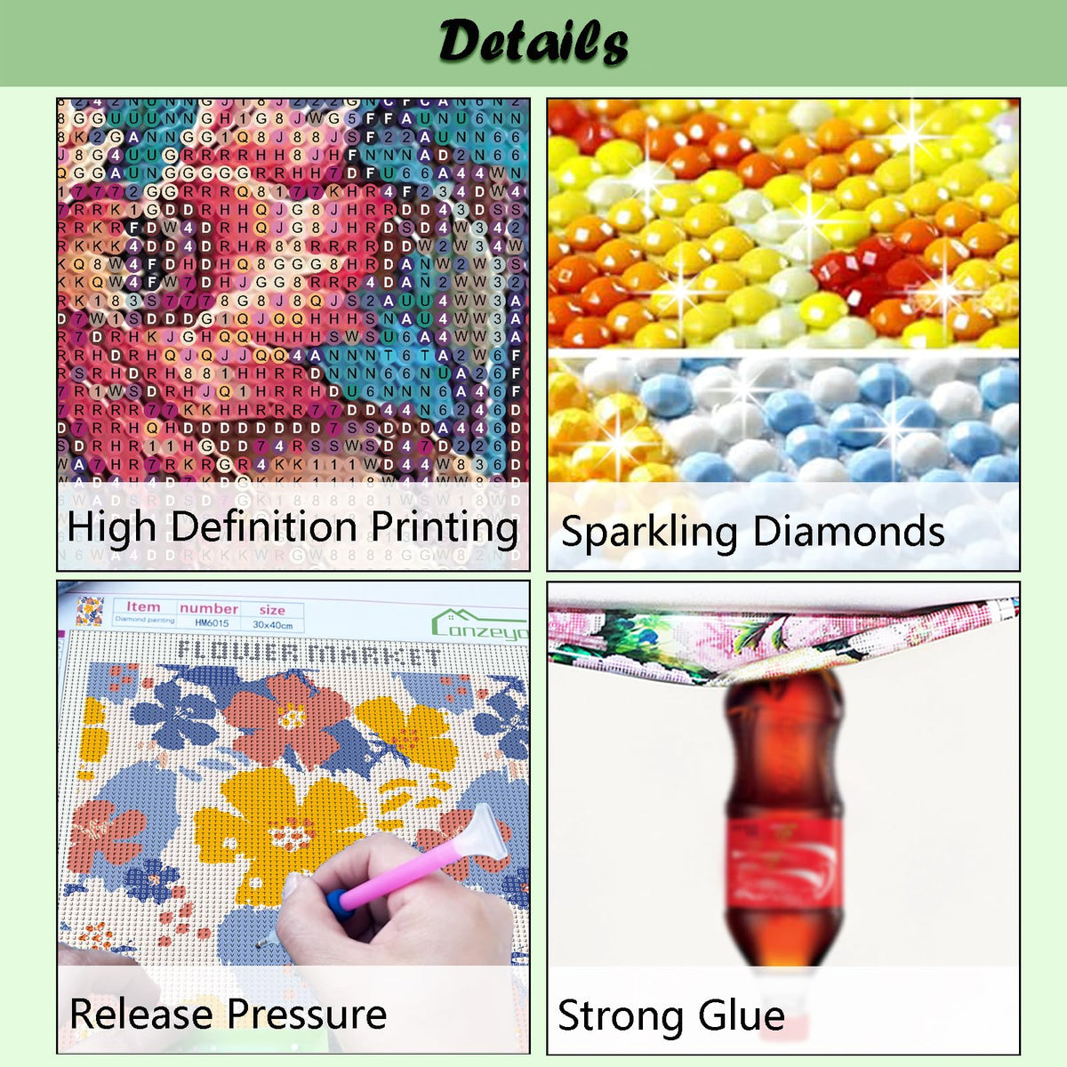 Lanzeyo Diamond Painting Kits for Adults, Adult Hand Crafts Diamond Art Kits, Succulent Diamond Dots Kits, Gem Art for Living Room Wall Art (Succulent)