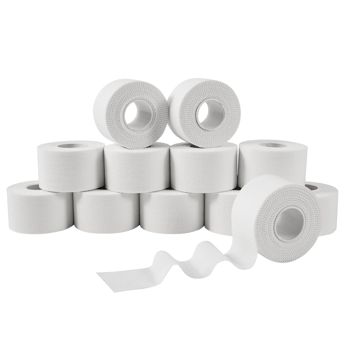 PHYTOP Athletic Tape 1.5in x 33ft (12 Pack Bulk) - No Residue Easy Tear White Sports Tape for Ankle & Wrist Support | Strong Zinc Oxide Tape for Athletes, Gymnastics, Training, First Aid Use