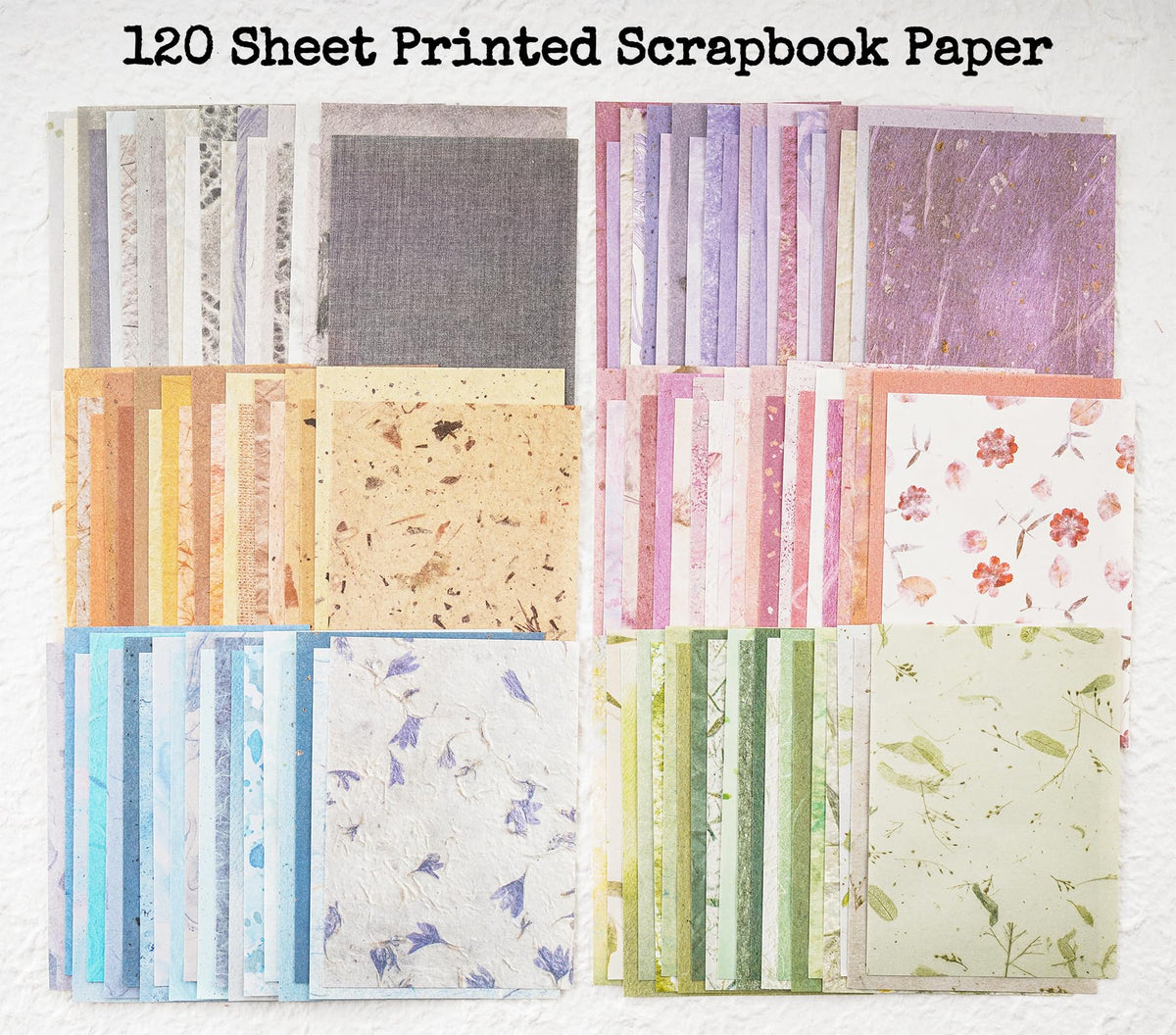 156 Sheets Scrapbook Paper and Mesh Fabric Assorted Set - 6 Pack Mixed Special Textured Paper for Scrapbooking Kit Junk Journal Supplies Planner Mixed Media Collage Card Making Materials 3.9x5.5 Inch