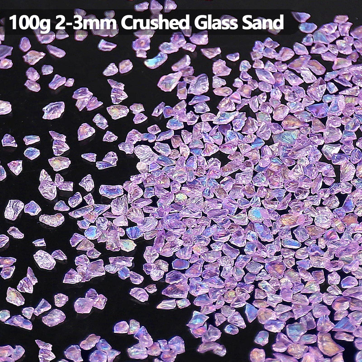 Irregular Crushed Glass Chips Sprinkles, 100g Metallic Chunky Glitter Stones for Nail Art, Resin Mold Filler, DIY Crafts, Vase Filler, Jewelry Making (Light Purple AB)