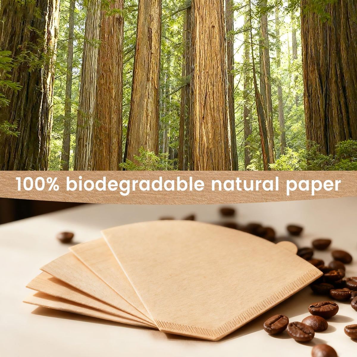 Niveaya Coffee Filters 300 Count, Cone Coffee Filter #4, Natural Paper Coffee Filter 8-12Cup (natural brown-300pcs, 04)